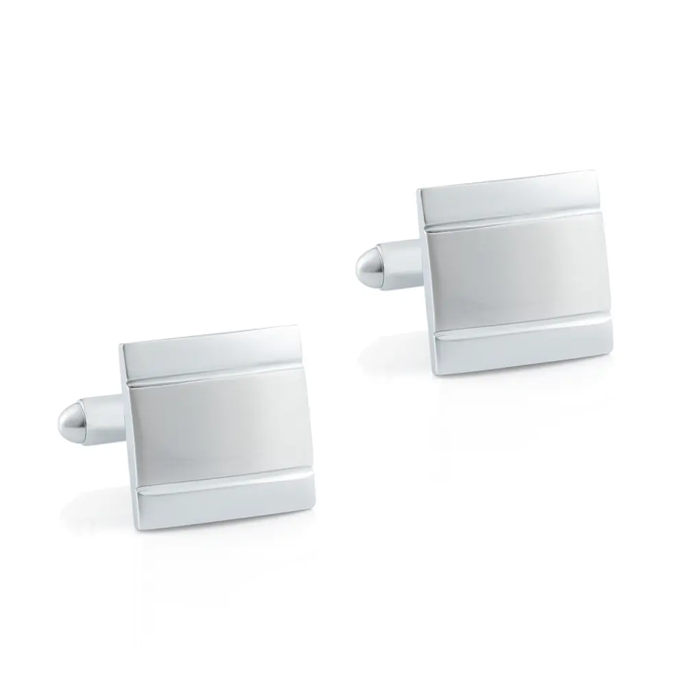 New Arrival Shirt Fashion Simple Design Cheap Square Silver Metal Copper Cufflinks CL-C035