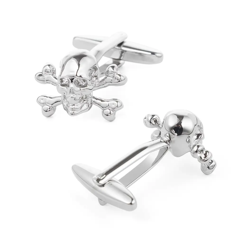 Wholesale Exquisite Punk Style Skull Silver Plated Men Personalized Halloween Cufflinks CL0040