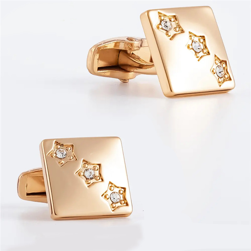 Star Curved Rose Gold Plated Tie bar and Cufflink set with Crystal Men Business Gifts05.jpg