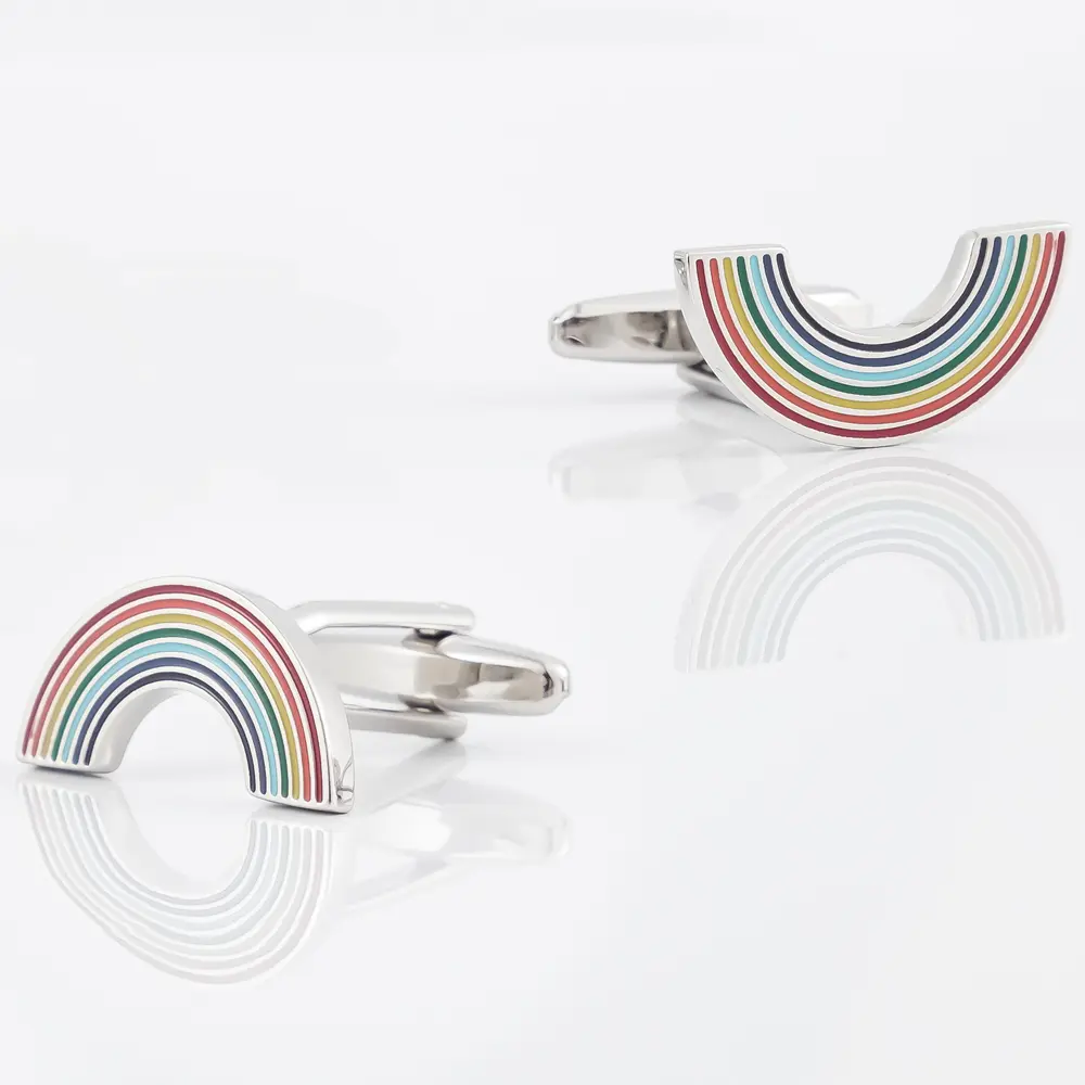 Wholesale Elegant Rainbow Enamel Cufflinks Men's Suit Wedding Tuxedo Trendy Shirt Jewelry CC8370
