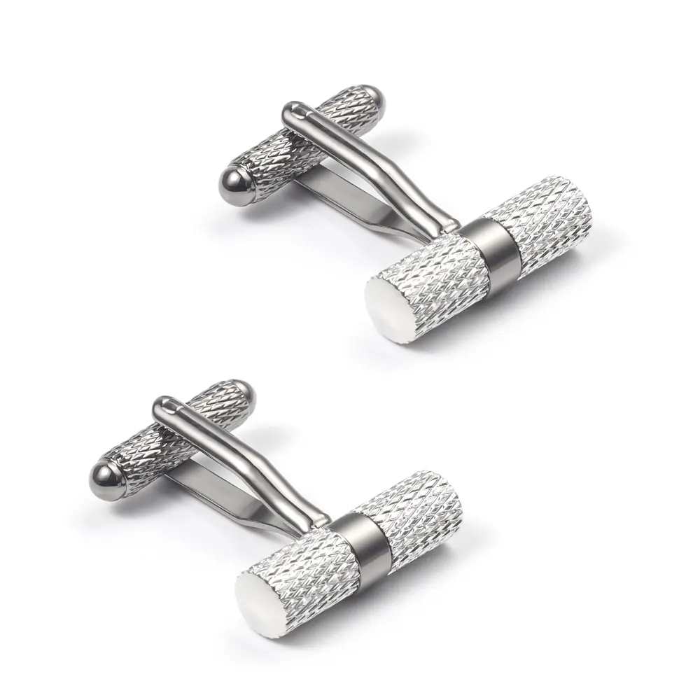French Silver Plated Cylinder Designer Metal Black Copper Cufflinks Men Accessories Supplier CL0075