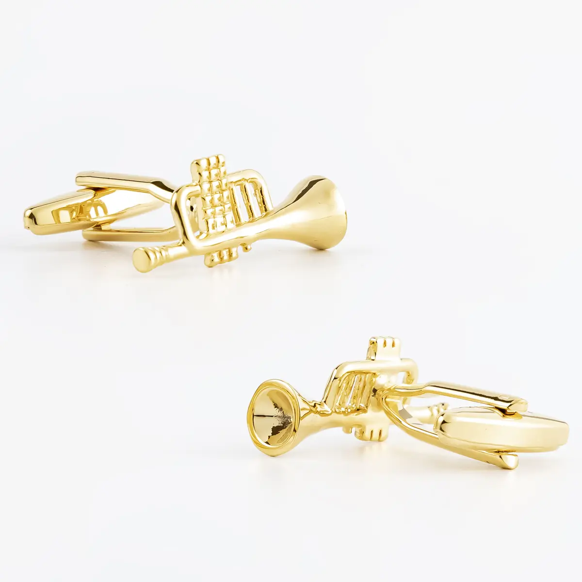 Men's Business Shirt Golden Plated Metal Cufflinks with Cornet Musical Instrument Shape CL0142-G