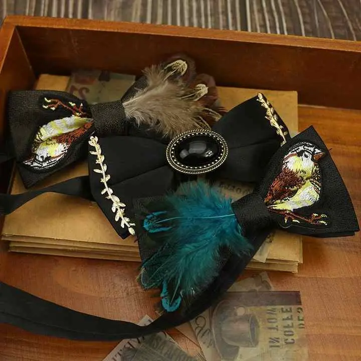 High Quality Handmade Bow Tie Groom Fashion Custom Bowties Butterfly Mens Feather Bowties C-XY194