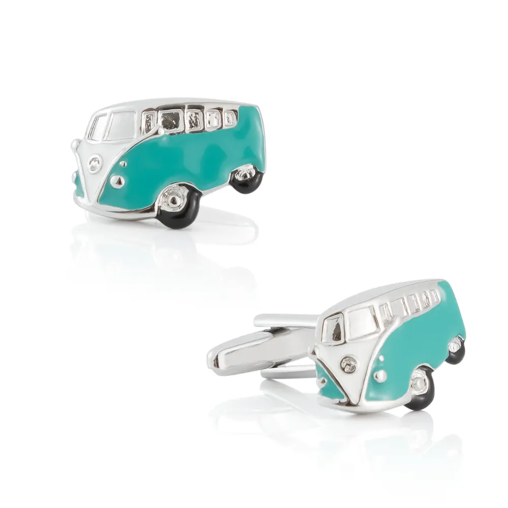 Hot Selling Wholesale Funny Design Blue Camper Van Cufflinks CC0098