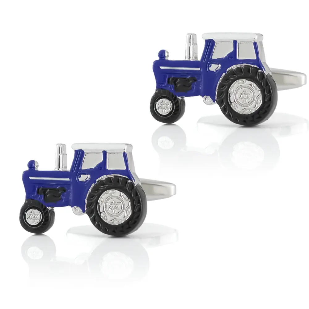 Factory Wholesale Men Novelty Enamel Blue Tractor Cufflinks for Suit Shirt CC0097-Blue