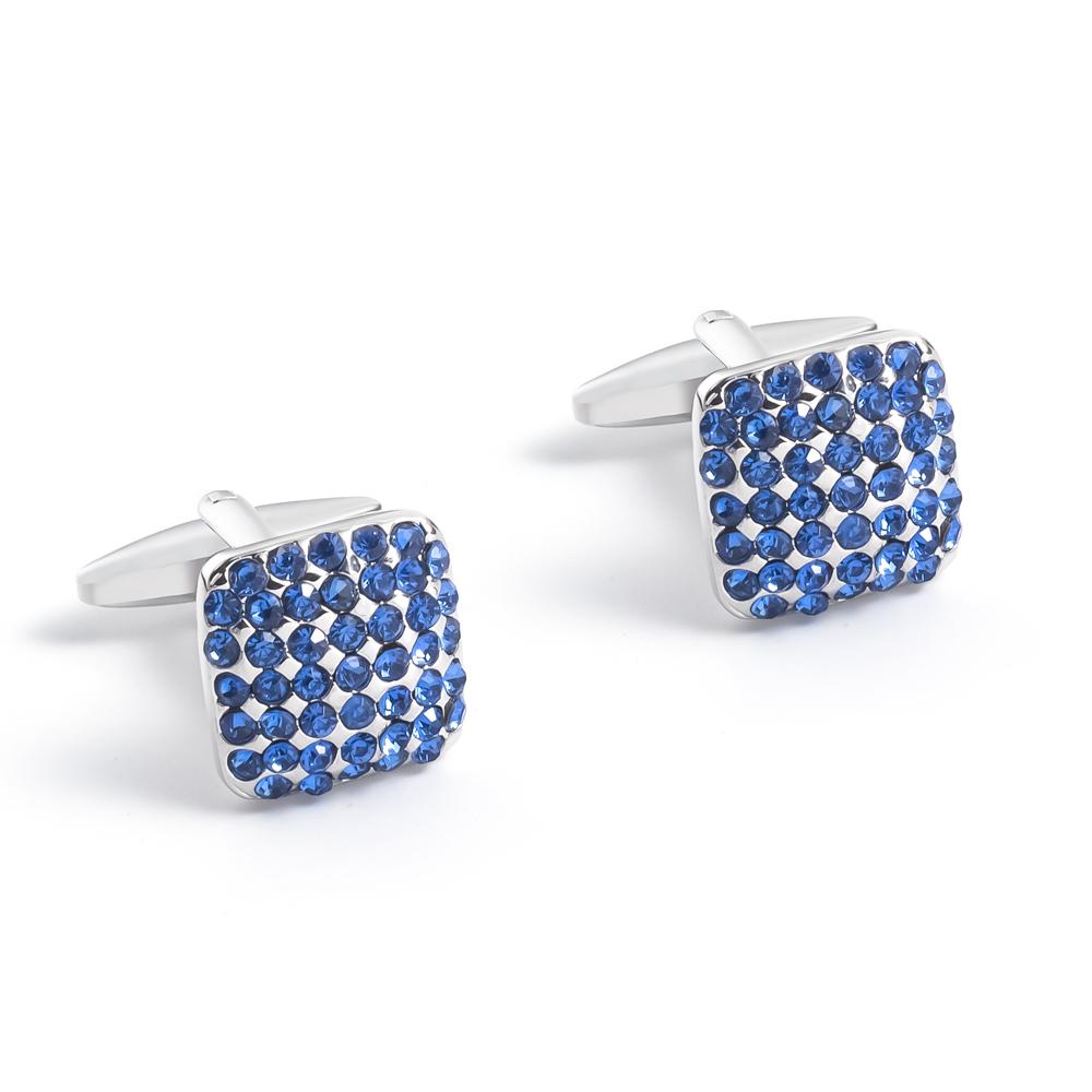 Elegant Blue Crystal Rhinestone Men's Wedding Jewels Diamond Cufflinks For Men Shirt CS0015