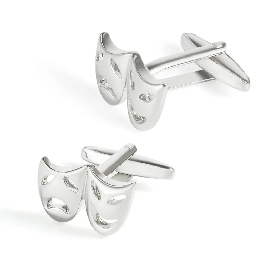 Factory Highly Polished Tragedy Cufflinks Metal Drama Mask Cuff Links CL0041
