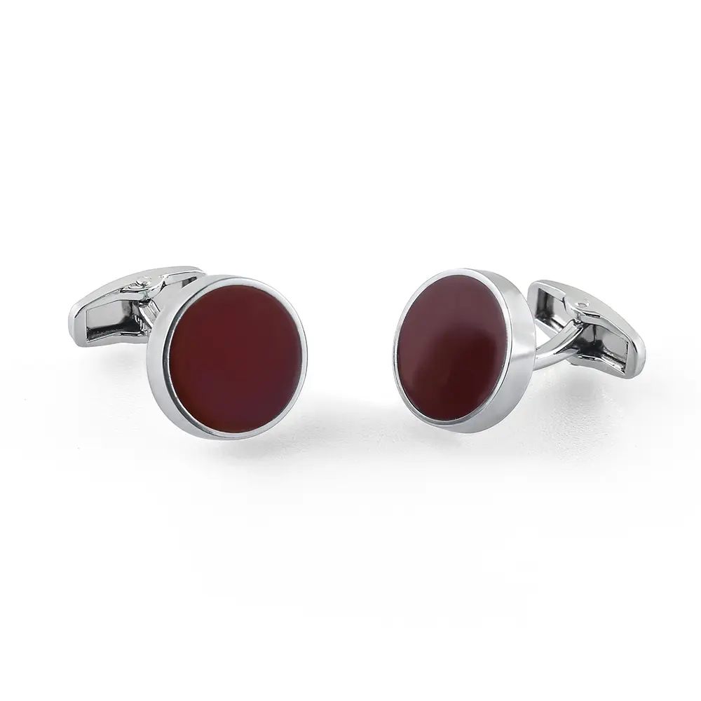 JINJIE factory Solid Dark Red Maroon Cufflinks For Men Shirt Low Price CCW0092-R