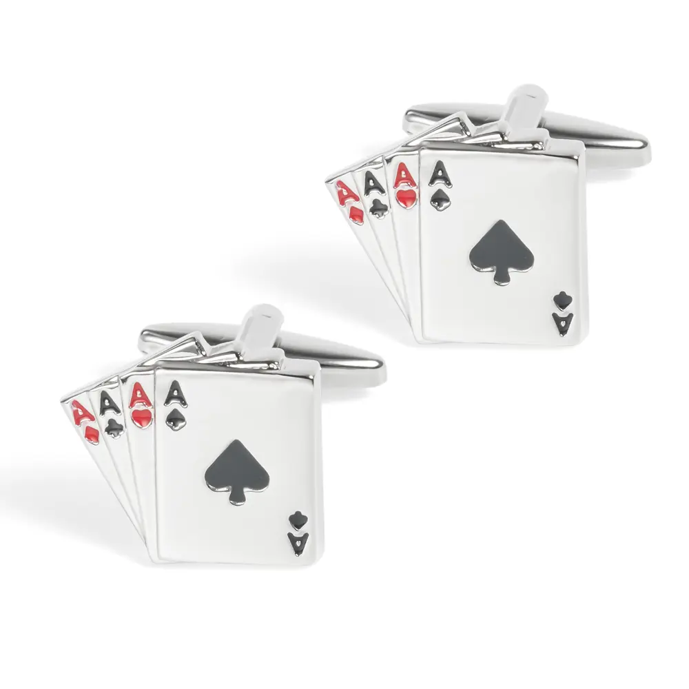 Factory OEM Low Price French Shirt Accessories 4 Aces Novelty Card Game Cufflinks Best Gifts for Mens CC0010