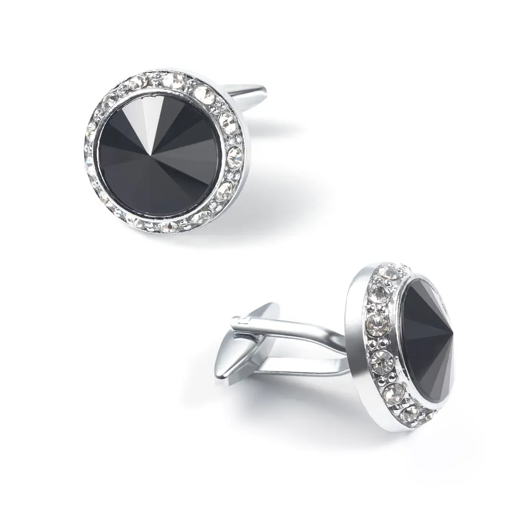 Fashion Round Black Custom Stone Silver Plated ...