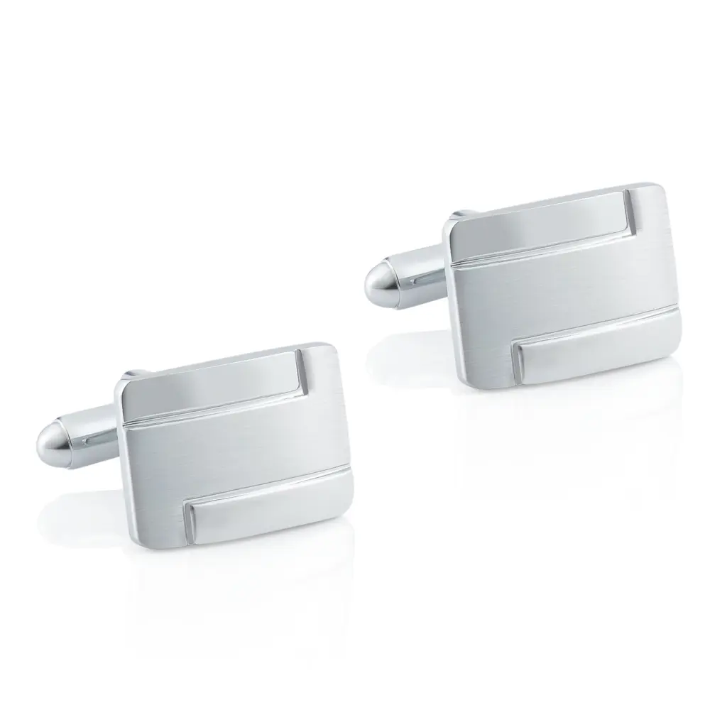 Factory Wholesale Silver Plated Curved Metal Square Metal Copper Cufflinks Low Price CL-C032