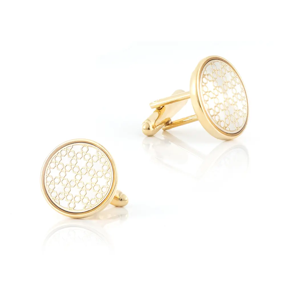 High End Golden Plated White Pattern Round Copp...