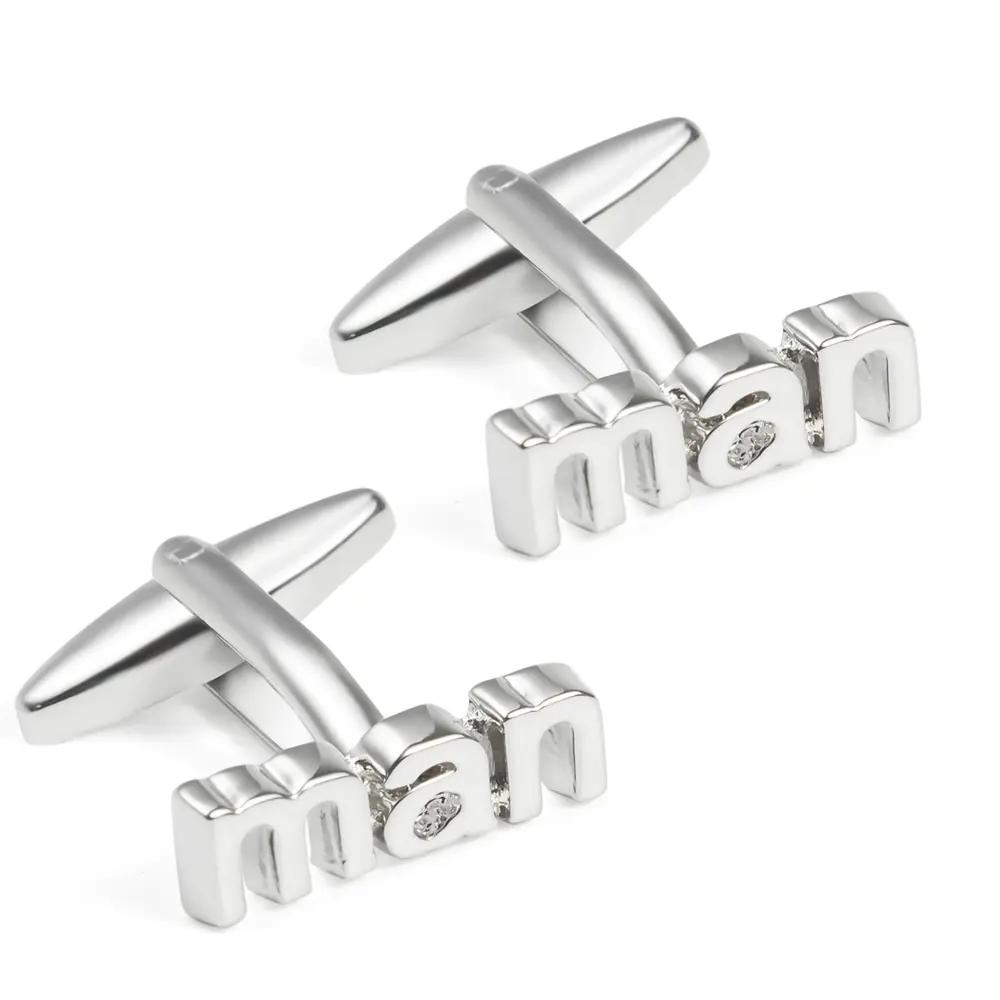 Factory Premium Fancy Groom Best Man Silver Letters Engraved Wedding Brass Cufflinks CL0004