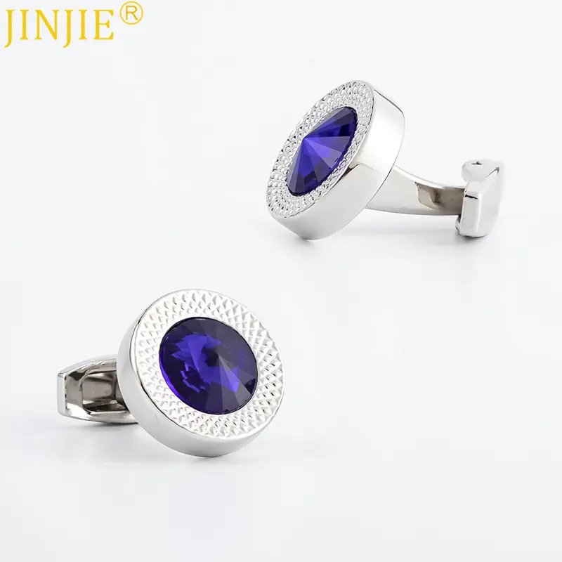 Cufflink Manufacturer Zircon Round Sapphire Men's Fashion Jewelry Cufflinks CS9001