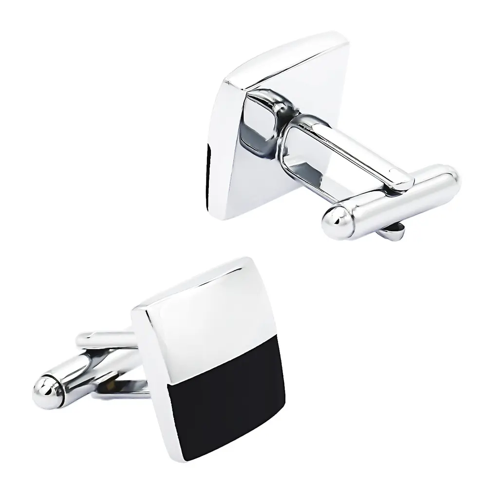 JINJIE Wholsale Gentleman Business Half Black Enamel Square Men Cufflinks CC-Q013-1