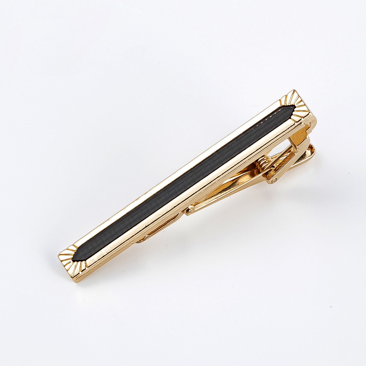 JINJIE Factory New Design Fashion Wedding Groom Business Gold Plated Black Enamel Tie Clips TA9001