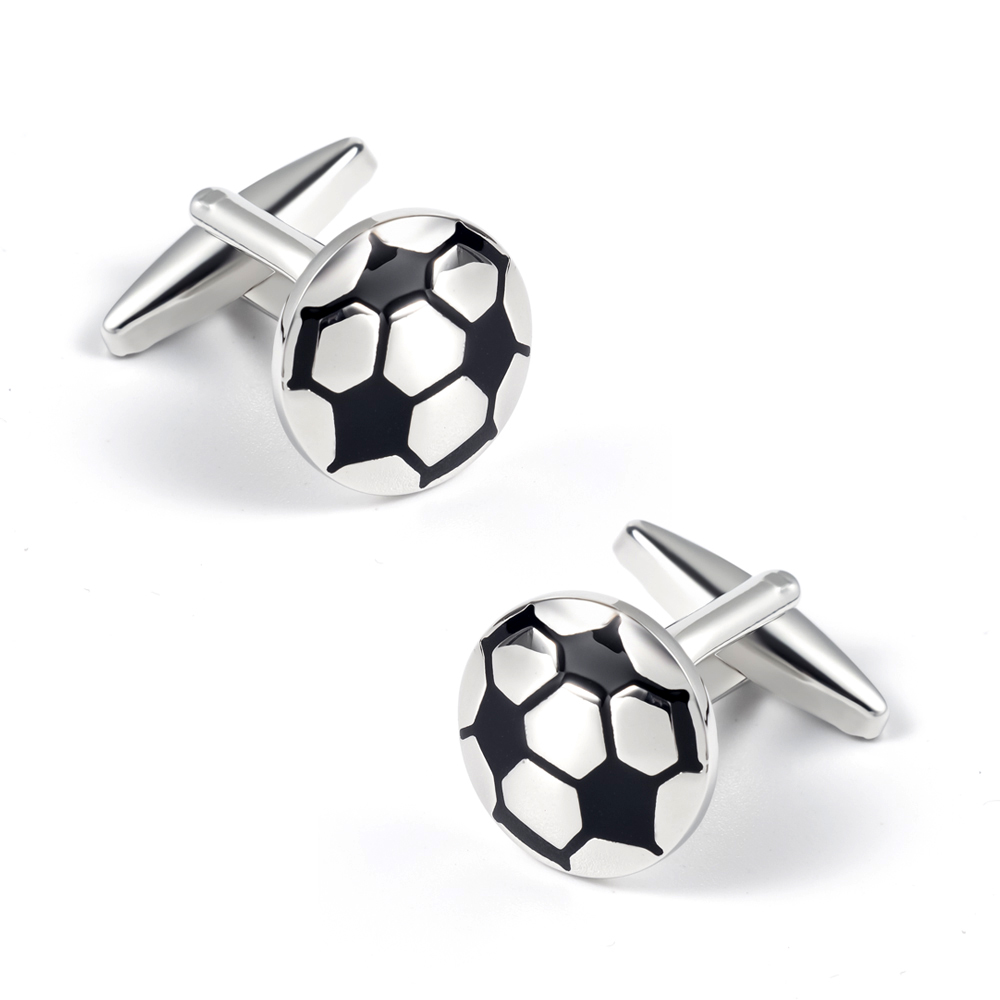 Wholesale Fashion Brass Sliver Black Football Cuff Links Accessories for Men Gifts CC0012