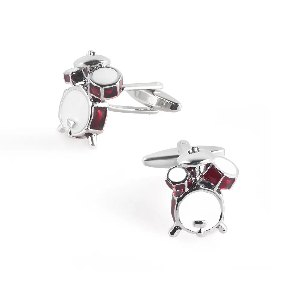 OEM High Quality Music Series New Red Enamel Drum Rack Metal Cufflinks CC0119
