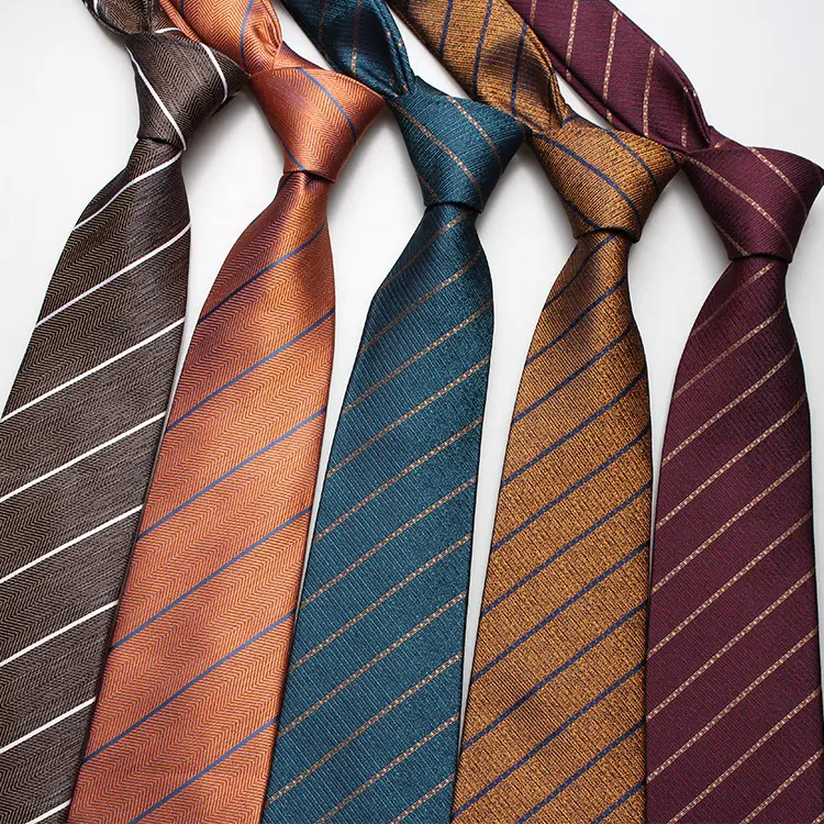 Manufacturer Hot Sale Men's Vintage Striped Jacquard Polyester Tie for Business Men Suit PT816