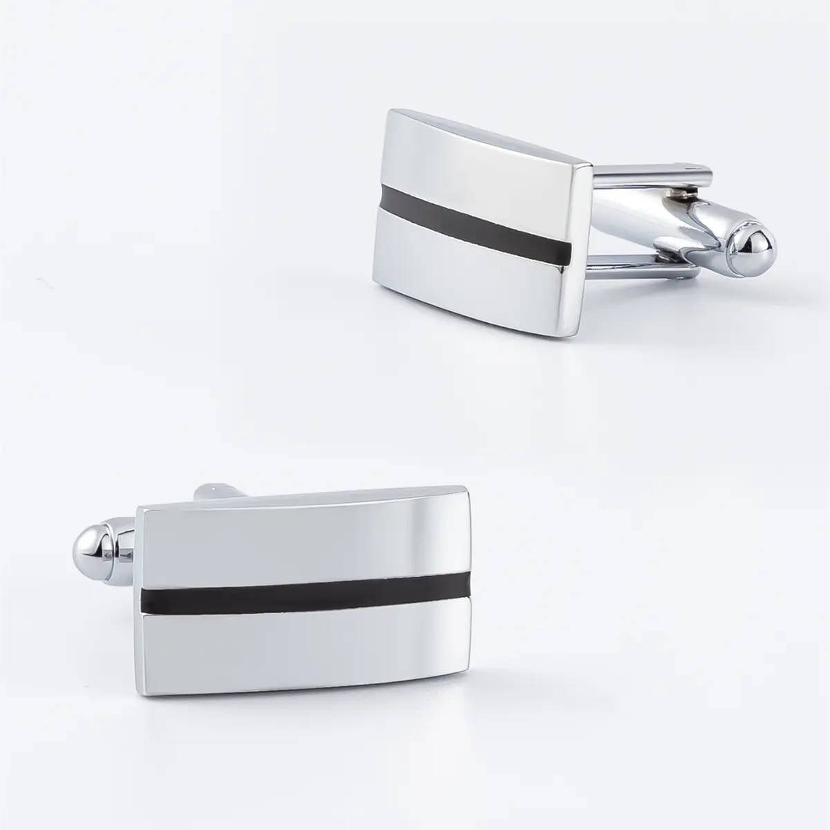 Elegant Formal Men's Silver Plated with Black E...
