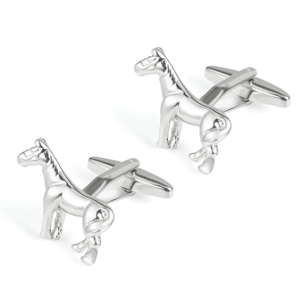 Hot Sale Cufflink Factory Silver Plated Copper Racehorse Men's French Cufflinks Wholesale CL0029
