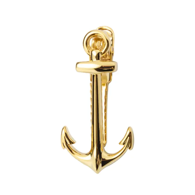 Wholesale Factory Made Novelty Mens Tie bar Copper Golden Anchor Tie Clips For Necktie TL1010-G