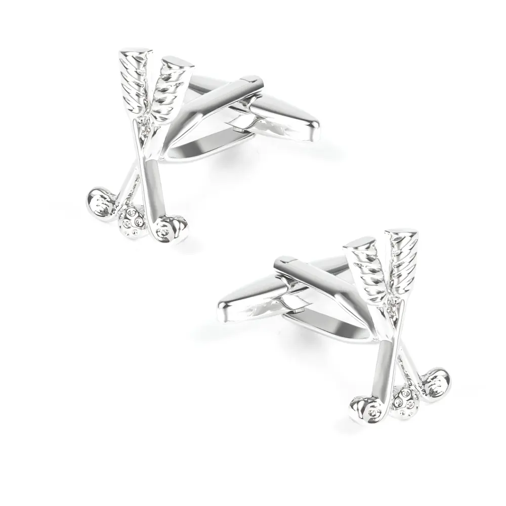 WholesaleLuxury French Tuxedo Shirt Metal Silver Plated Golf Clubs & Ball Men Cufflinks CL0045