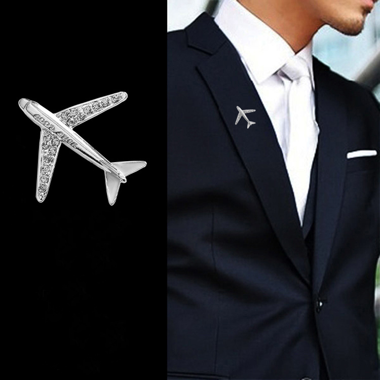 New Fashion Men's Airplane Brooch Collar Pin Ve...