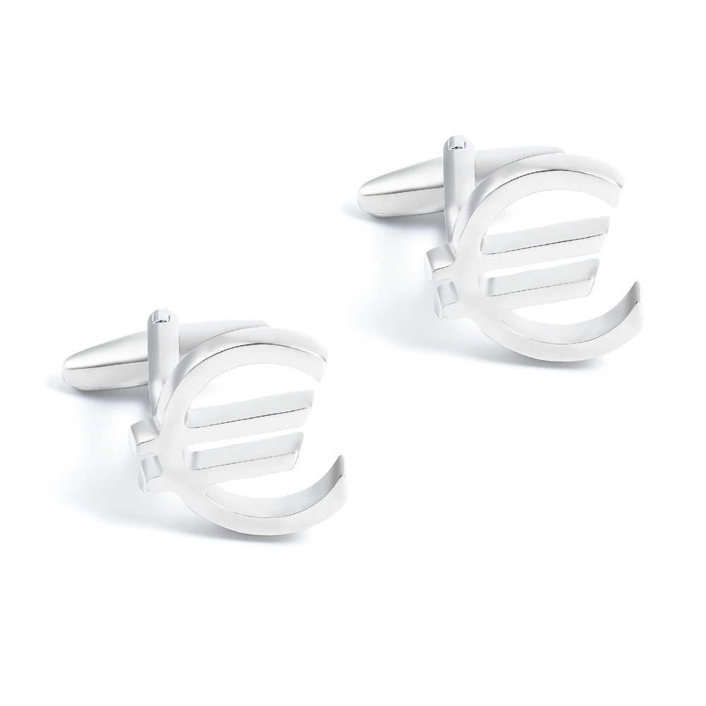 Cufflink Manufacturer Silver Plated Euro Sign French Business Shirt Suit Cuff Links for Men Wholesale CL0127