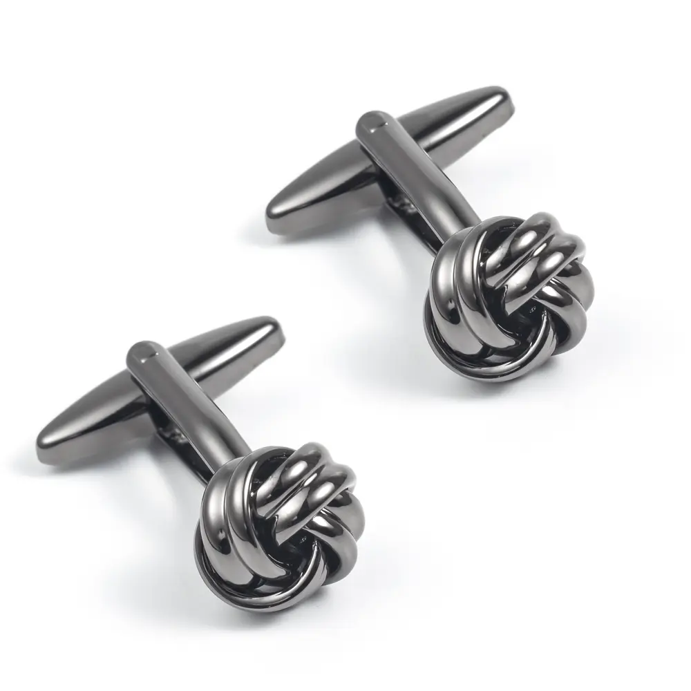 Gunmetal Knot Cuff Links Fashionable Custom Mens Suit Accessories