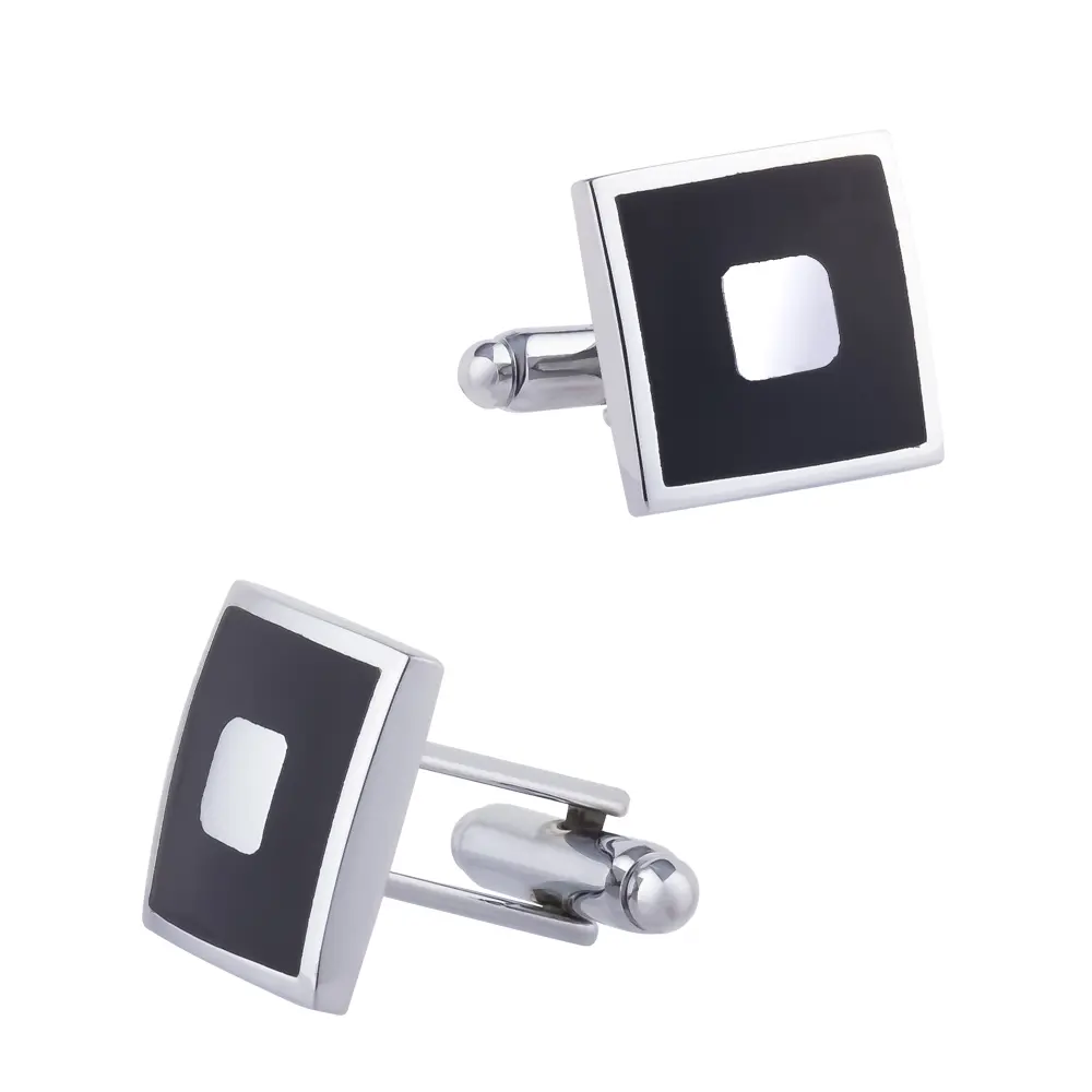 Classic Scottish Connery Silver Square Cufflinks Black Enamel Cufflinks Factory Wholesale CC-Q068
