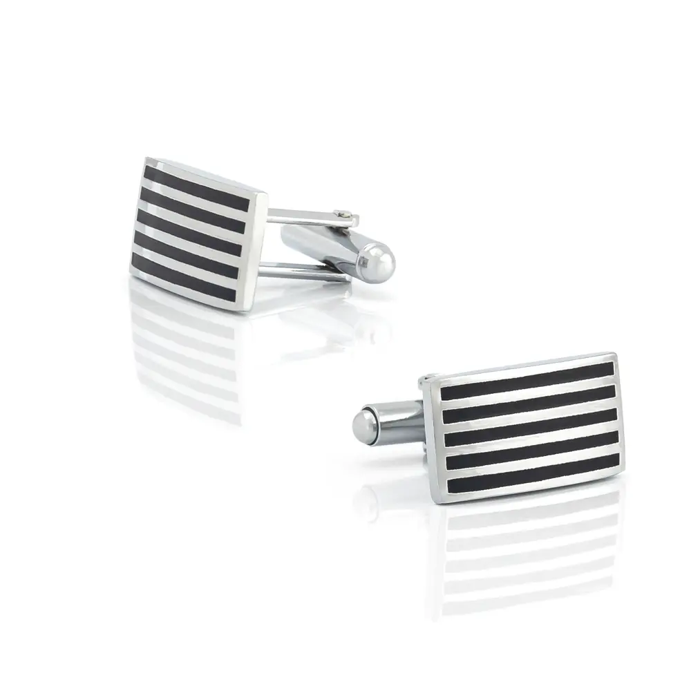 Factory In Stock Silver Plated Black Enamel Cufflinks Shirt Cuff Links CC-Q101