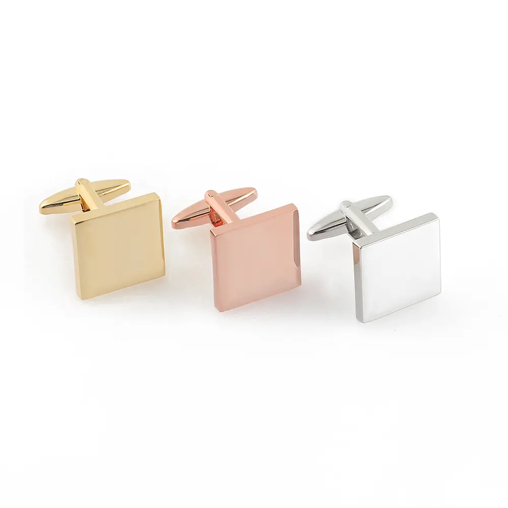 Factory Make Custom Logo Plain Style Brass Material Cufflinks For Men CL0277