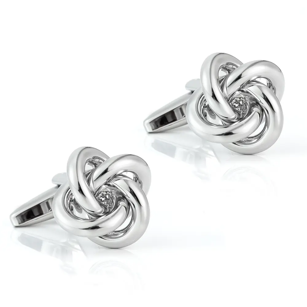 Classic Metal Silver Knot Cufflinks Collection Luxury Men Shirt Stylish Twist Knot Cuff Links
