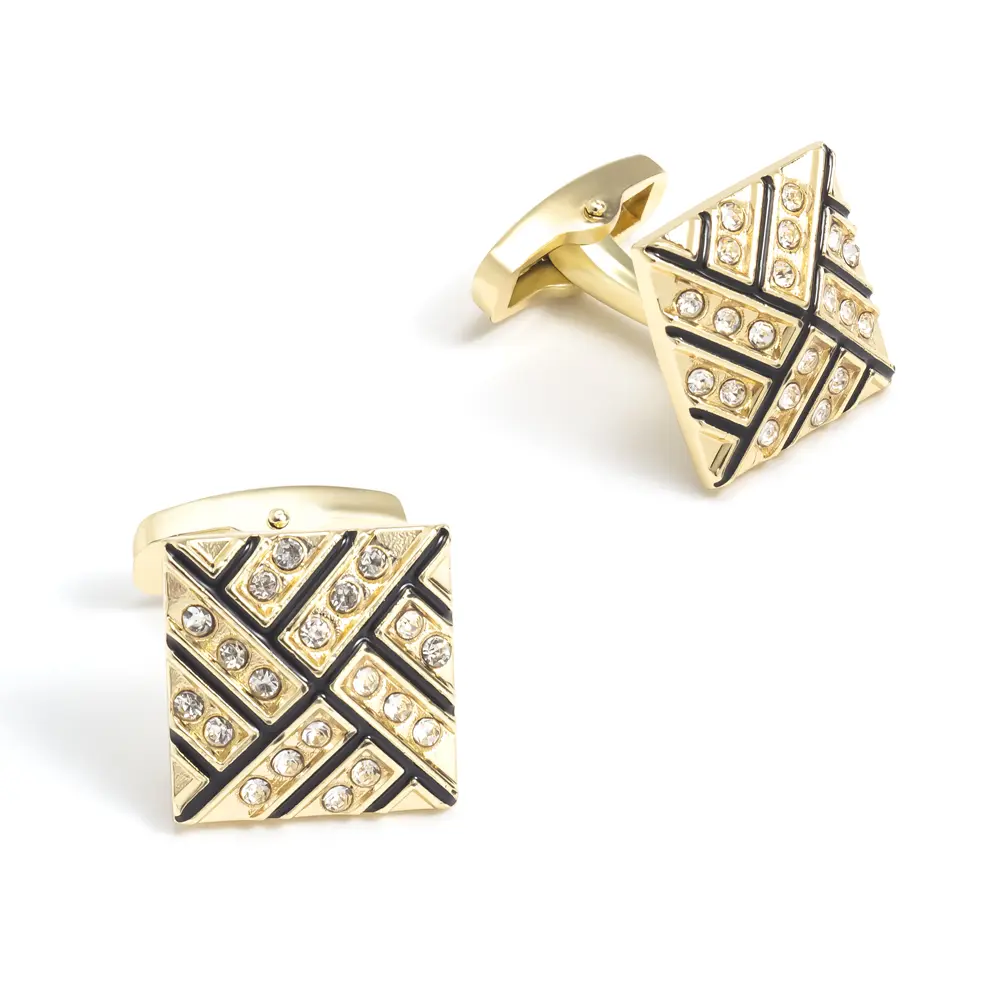Cufflinks Supplier  Gold Plated Zinc Alloy Diamond Jewelry Business French Cufflinks CSW0038