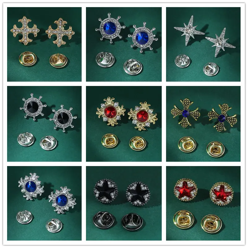 Men's Diamond Shirt Collar Pins Men Fashion Suit Accessory OEM Wholesale BC-1009
