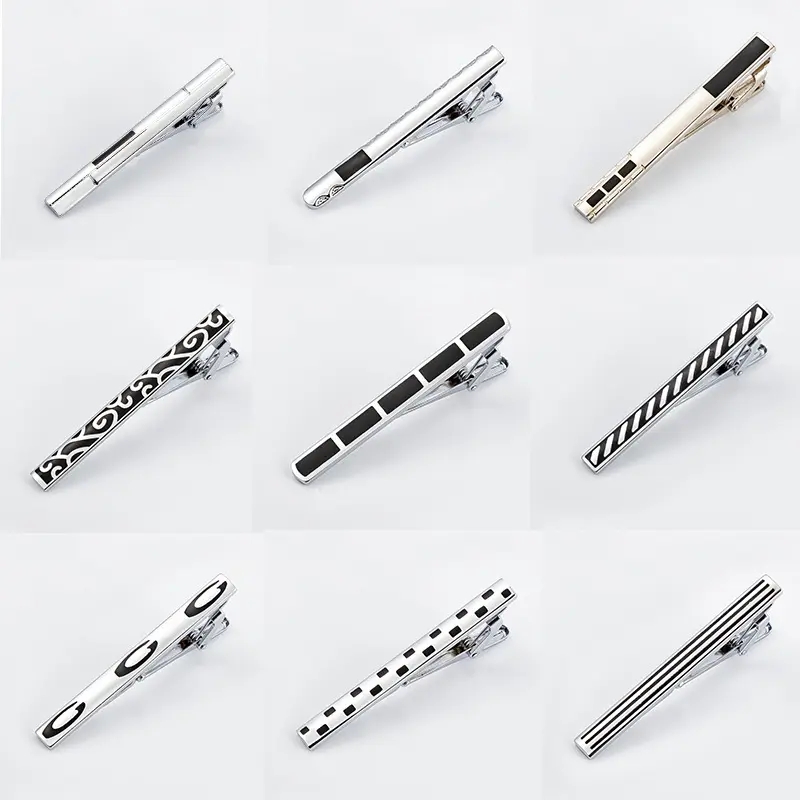 Factory Popular New Arrival U-Shape Black Enamel Tie Clips Metal Clasps Wholesale  TC5037-TC5045