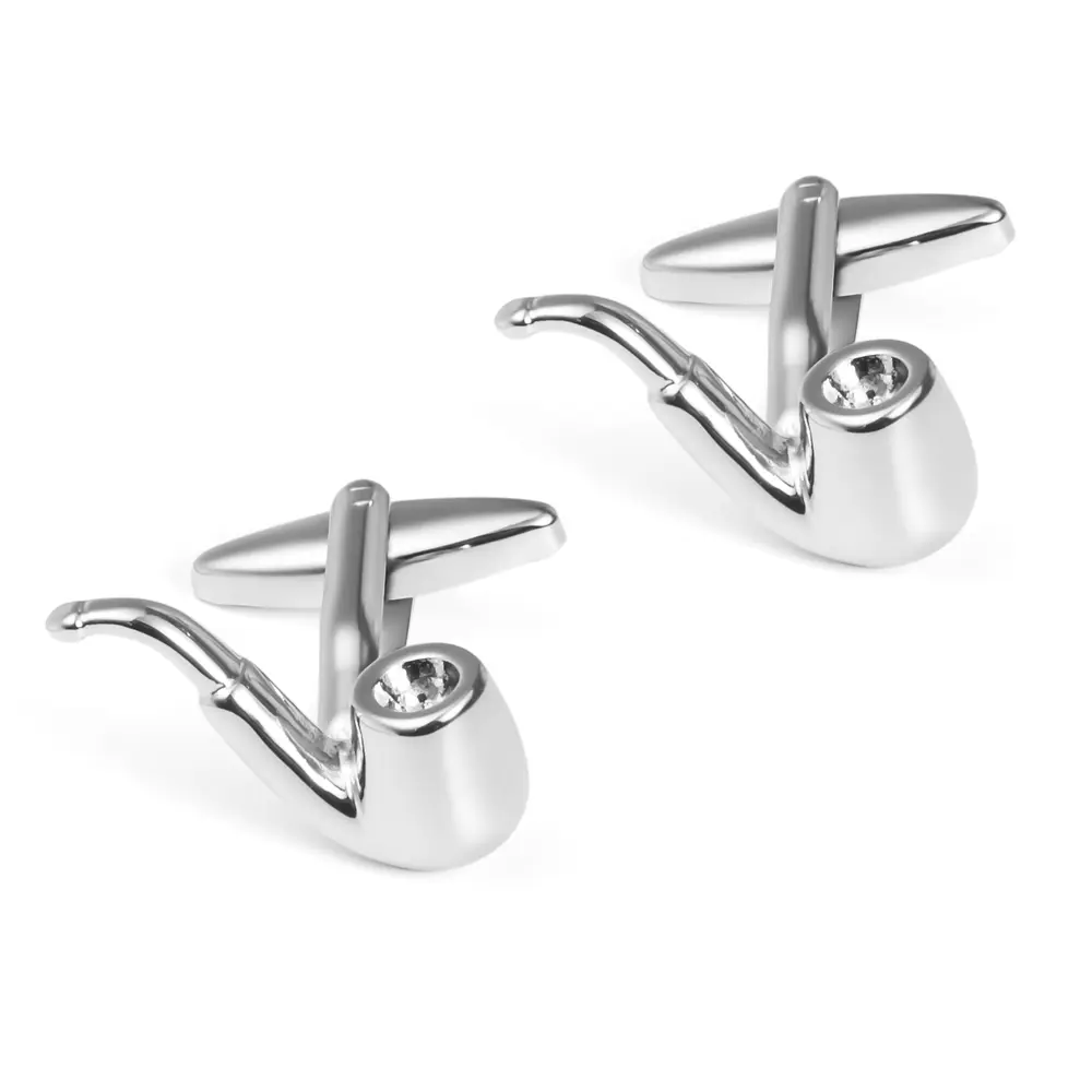 Factory Men Accessories Supplier Personalized Silver Smoking Pipe Design Cufflinks CL0038