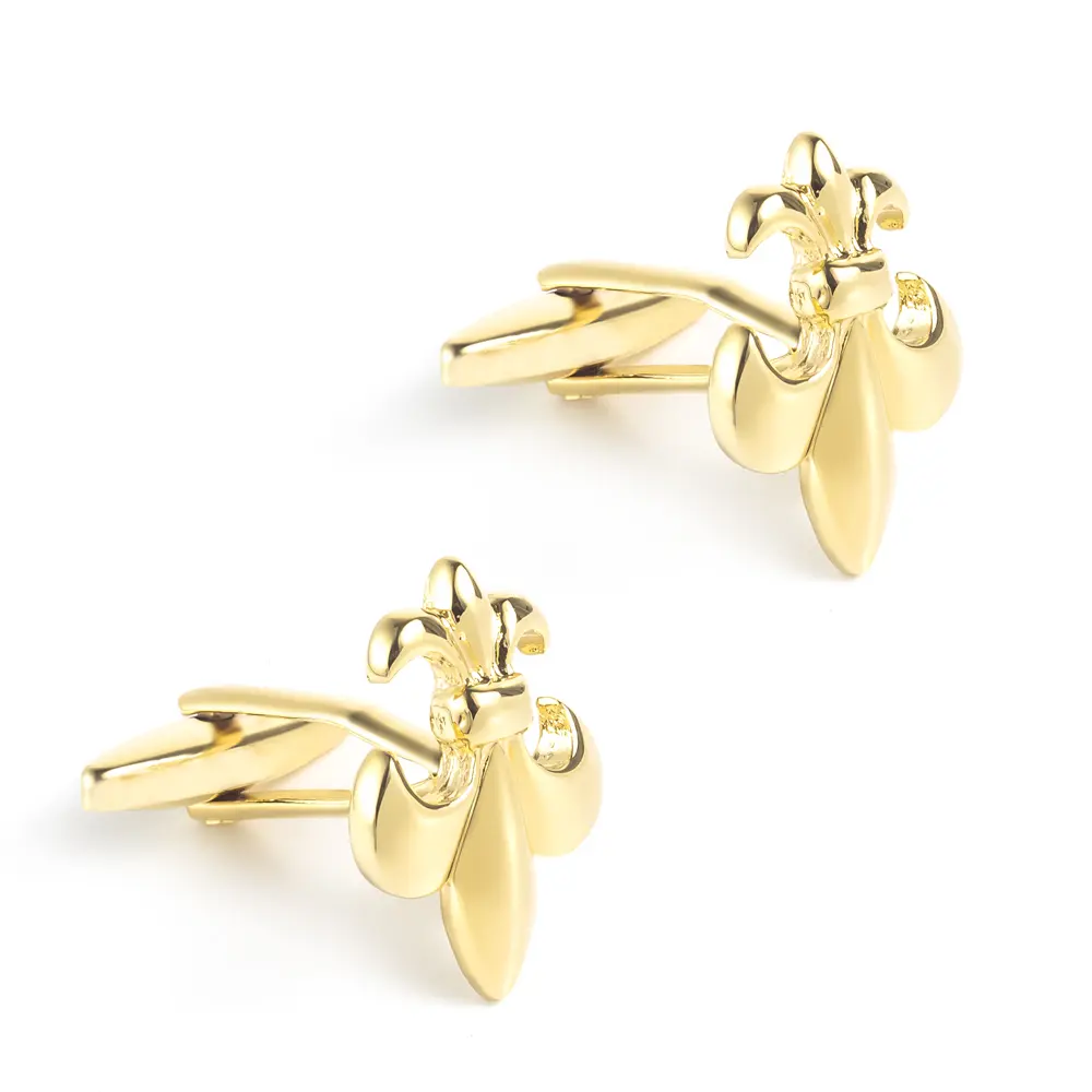 Luxury Men Jewelry Gold Tone Fashionable Flower Fleur De Lis Cufflinks Wholesale CL0027