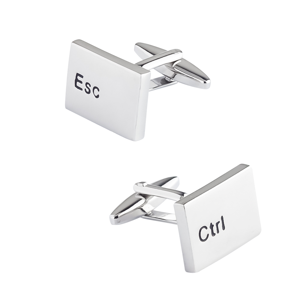 Factory Supply Men's Esc and Ctrl Key Keyboard Novelty French Metal Engraving Cuff Links CC0206