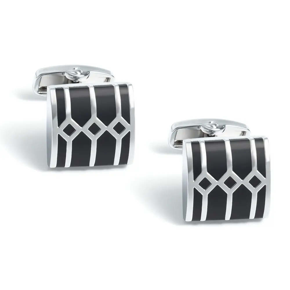 French Suit Accessories Fashion Black Enamel Geometric Shape Copper Men's Cufflinks Wholesale CCW0088