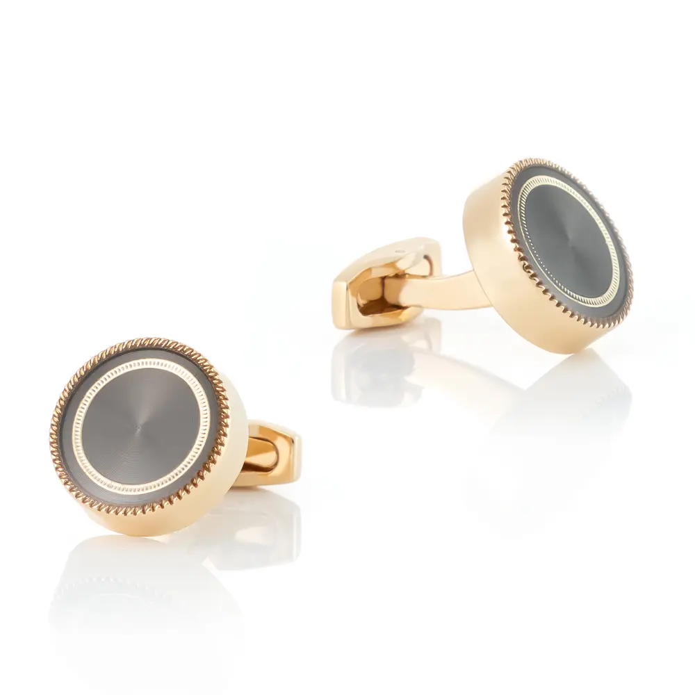 Classic Luxury Gold Plated Color Copper Pattern Design Men Shirt Cufflinks