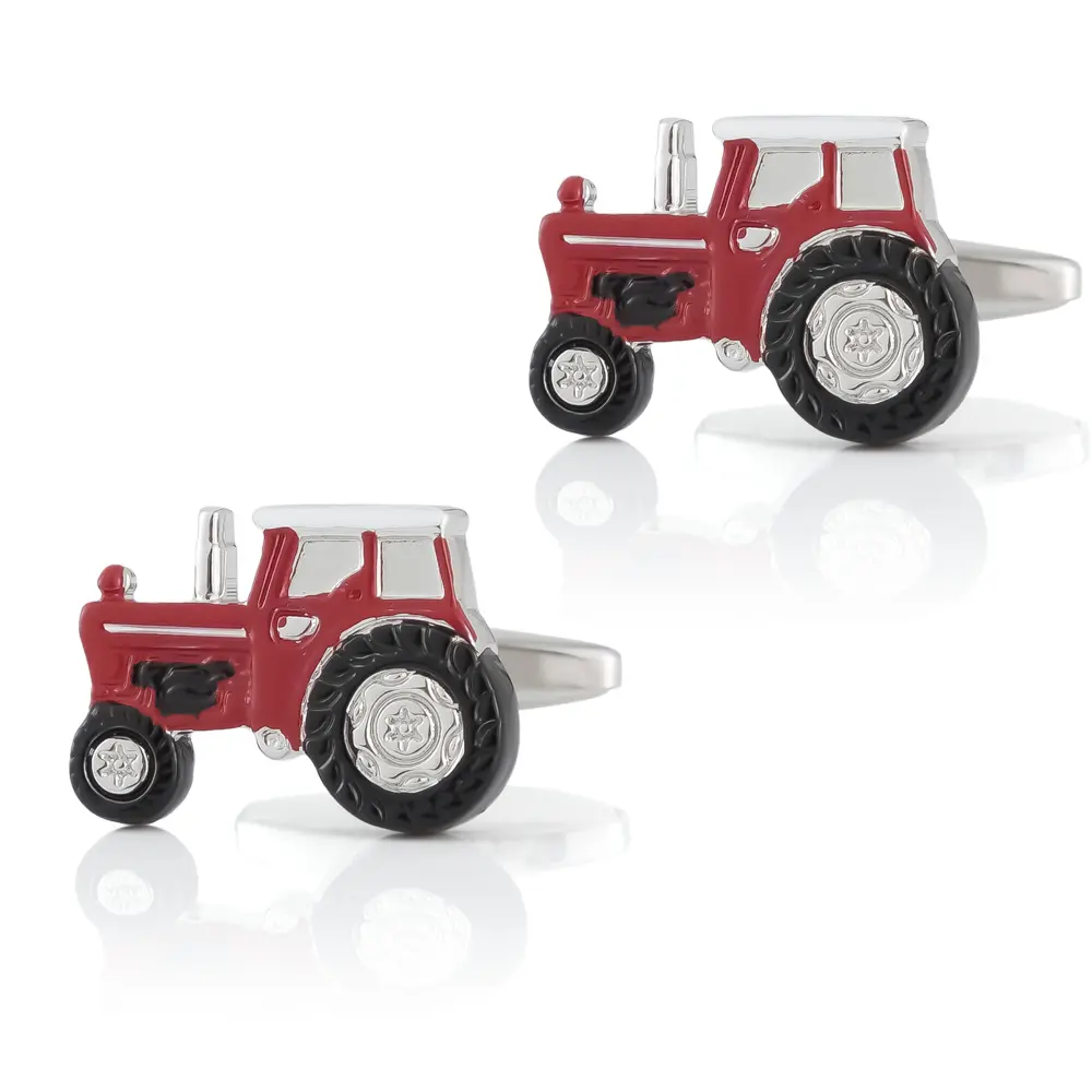 Factory Wholesale Men Novelty Enamel Red Tractor Cufflinks for Suit Shirt CC0097-Red