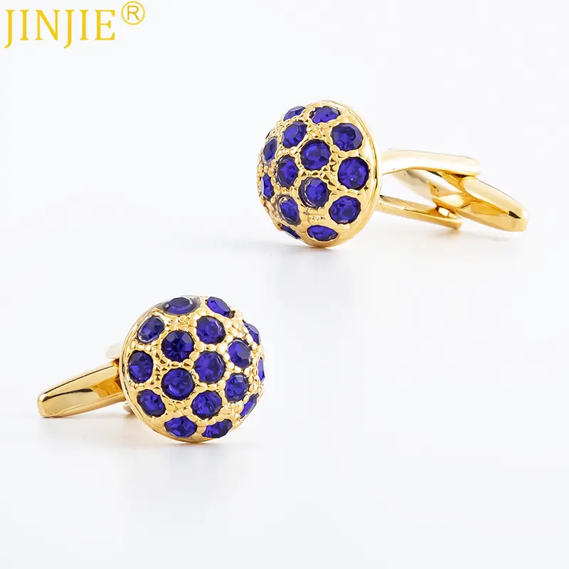 Luxury Round Cut White Gold Square Zircon Stone Cufflinks Men Fashion Accessories Blue/Black/Red/Purple CS8641