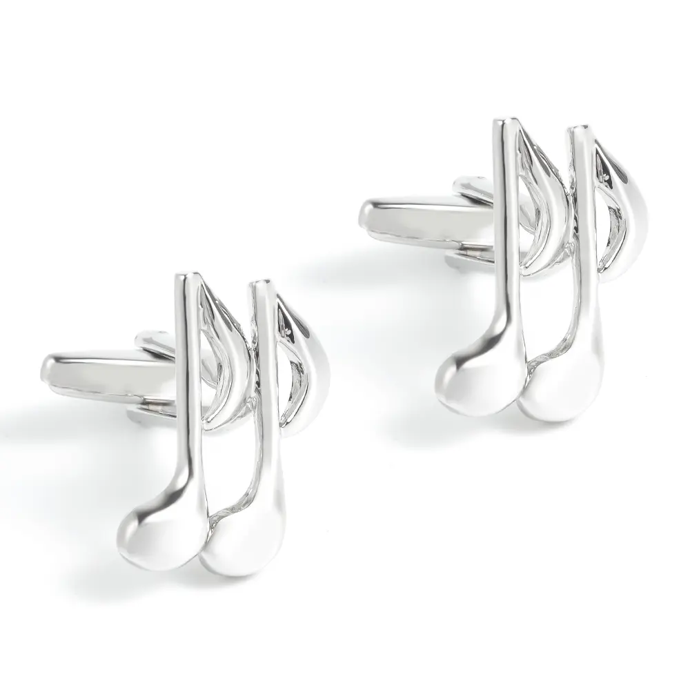 Wholesale Silver Plated Music Note Brass Cufflinks Mens Business Fashion Accessory CL0005