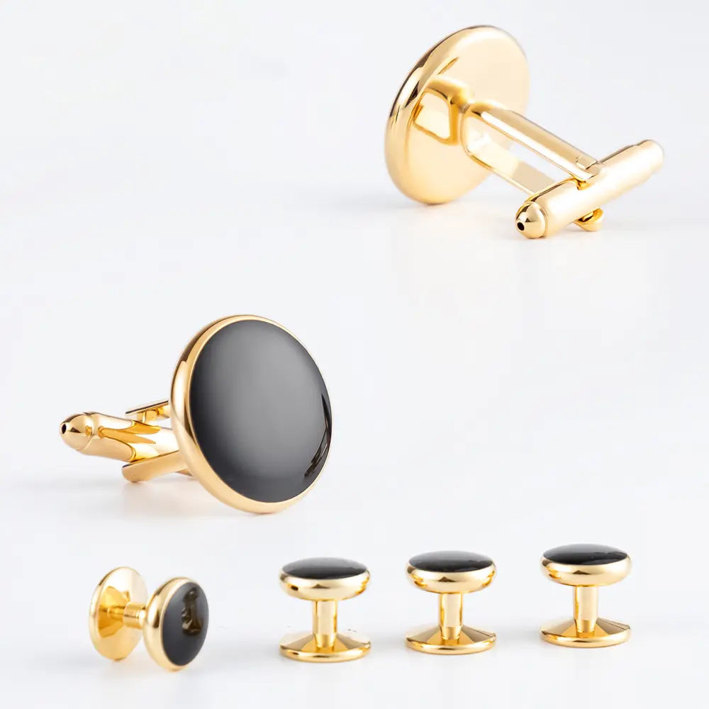 JINJIE Luxury Gold Plated Round Black Soft Enam...