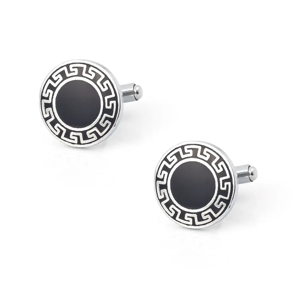 Men Vintage Silver Plated Enamel Black Designer Cufflinks Manufacturer Wholesale CC0227