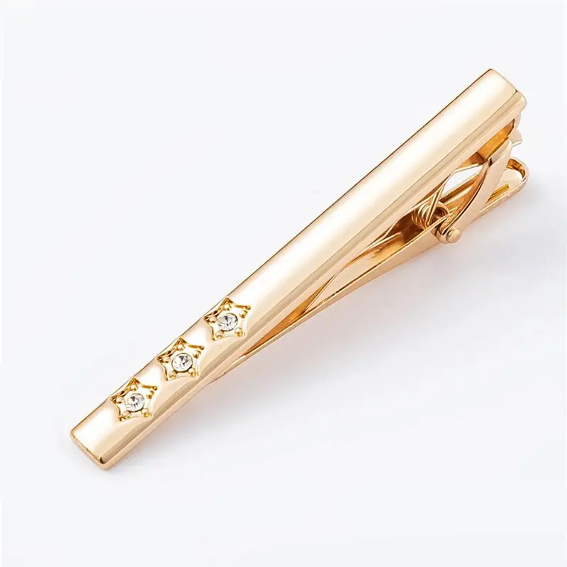 Star Curved Rose Gold Plated Tie bar and Cufflink set with Crystal Men Business Gifts06.jpg