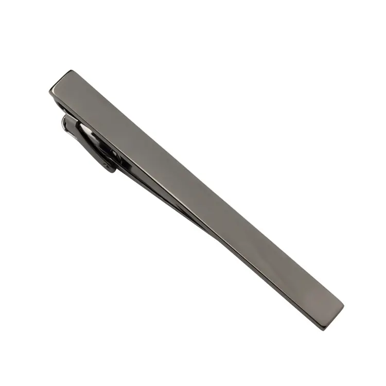 JINJIE Hot Selling Smooth Surface Blank Black Plated Tie Clip Metal Necktie Clasp for Men TL1006-B