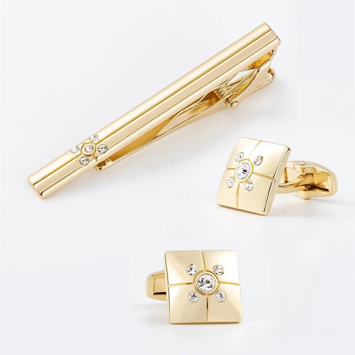 Men's Fashion Elegant Gold Diamond Alloy Materi...